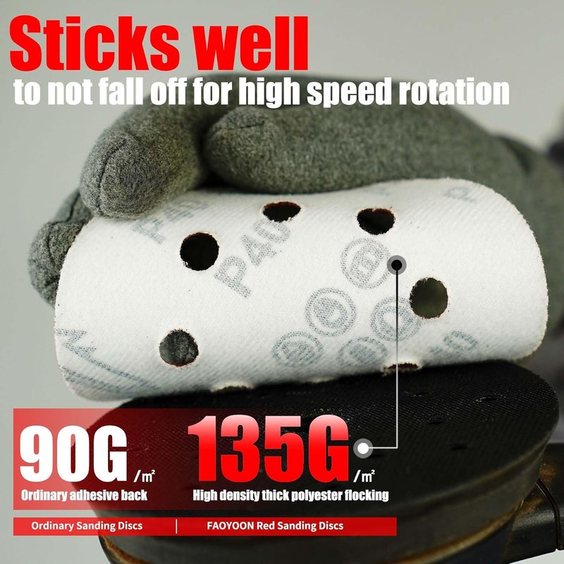 Faoyoon Sanding Disc 5 Inch 8 Hole, 100 Pcs Orbital Sanding Discs Hook and Loop, Sandpaper for polishing and Grinding, 1000 Grit Sand Paper for Random Orbital Sander - Image 4